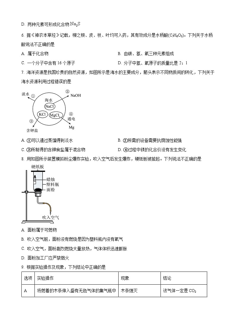 河北邯郸市曲周县2025-2026学年九年级上学期期末检测化学试卷（试卷+解析）第2页