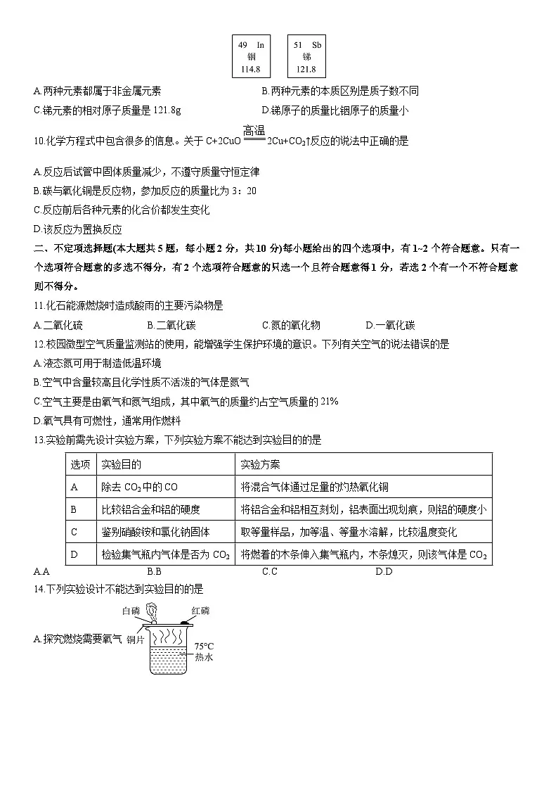 2025-2026学年天津市西青区九年级上学期期末考试化学试卷（学生版）第2页