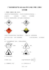 2025-2026学年广东省河源市连平县九年级上学期1月期末化学试卷（含答案）