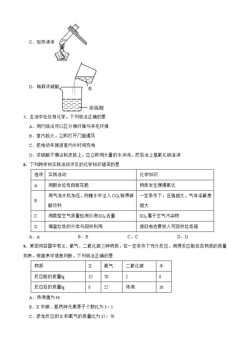 甘肃省定西市2026年中考一模化学试题附答案第2页