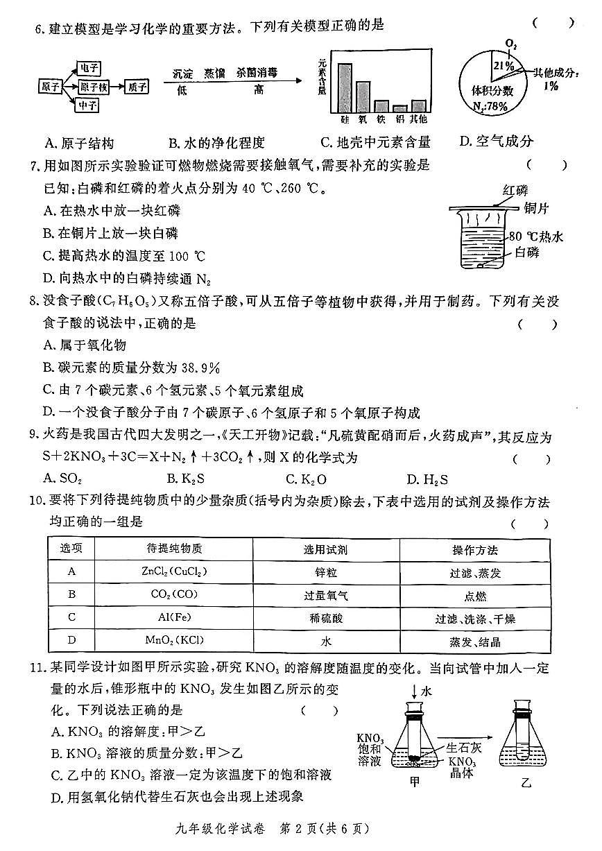 郑州市多校联考2025-2026学年九年级上学期期末考试化学试题及答案第2页
