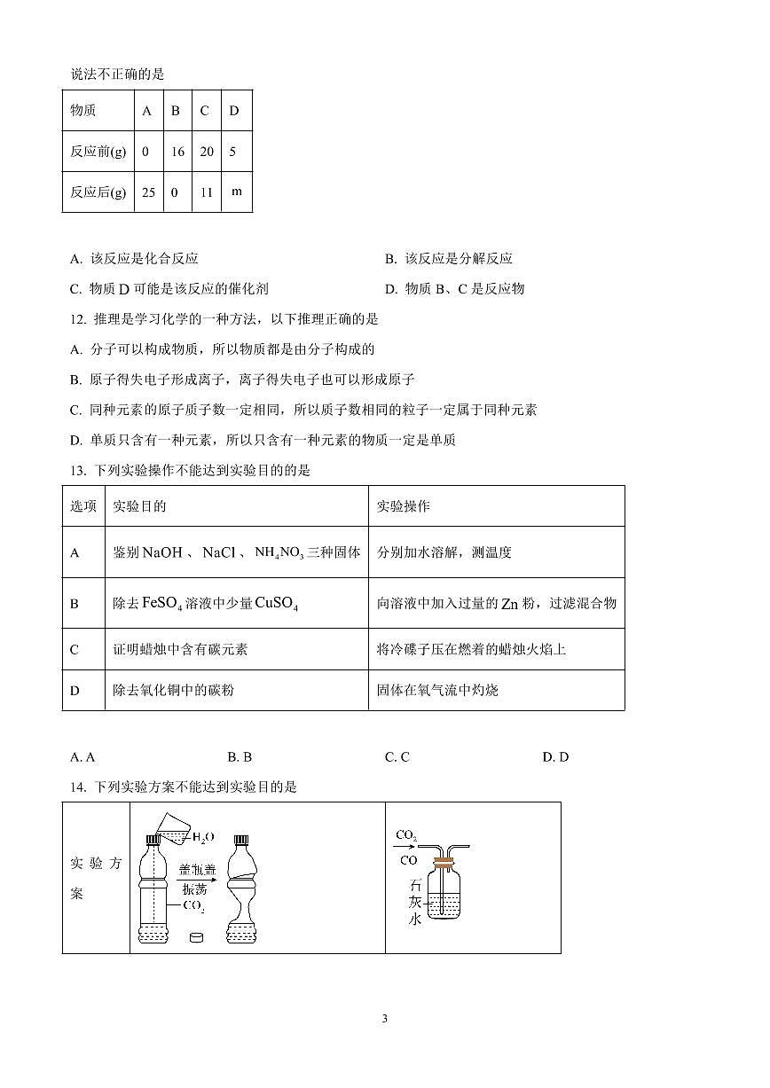 广东省广州市天河区汇景实验学校2024-2025学年九年级下学期开学考试化学试题含答案第3页