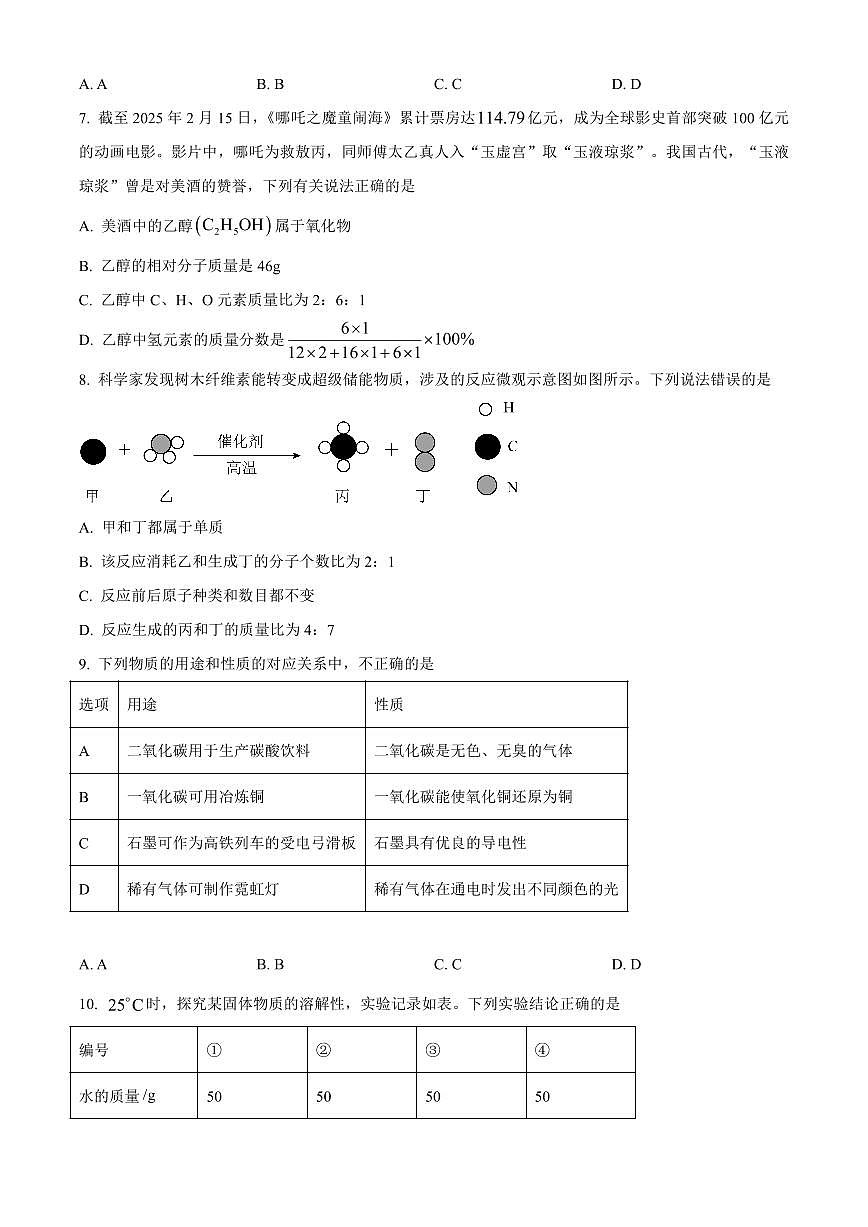 广东省广州市执信中学2024-2025学年九年级下学期开学考试化学试题含答案第2页