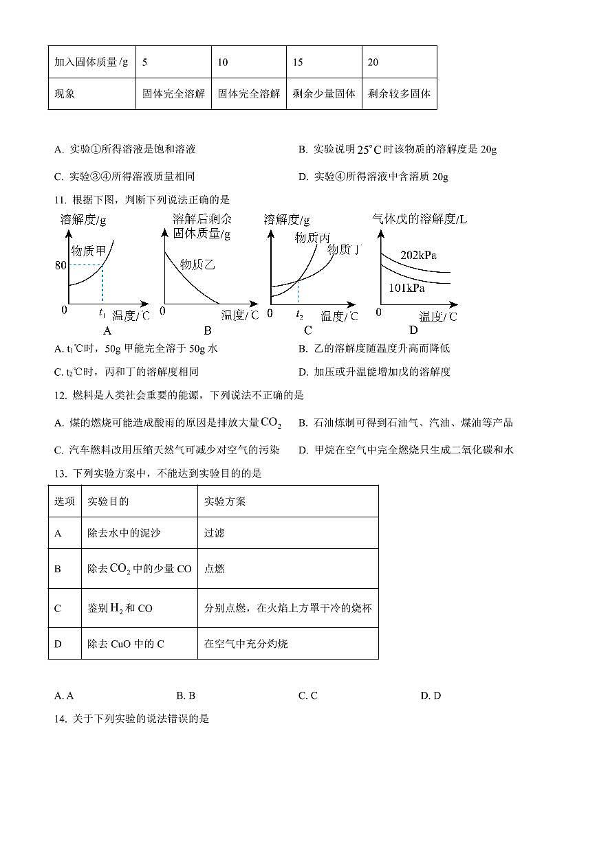广东省广州市执信中学2024-2025学年九年级下学期开学考试化学试题含答案第3页