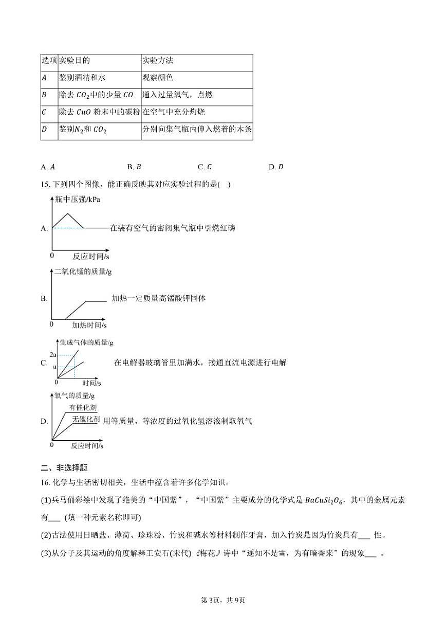 2025-2026学年湖南省郴州市永兴县九年级（上）期末化学试卷（含答案）第3页