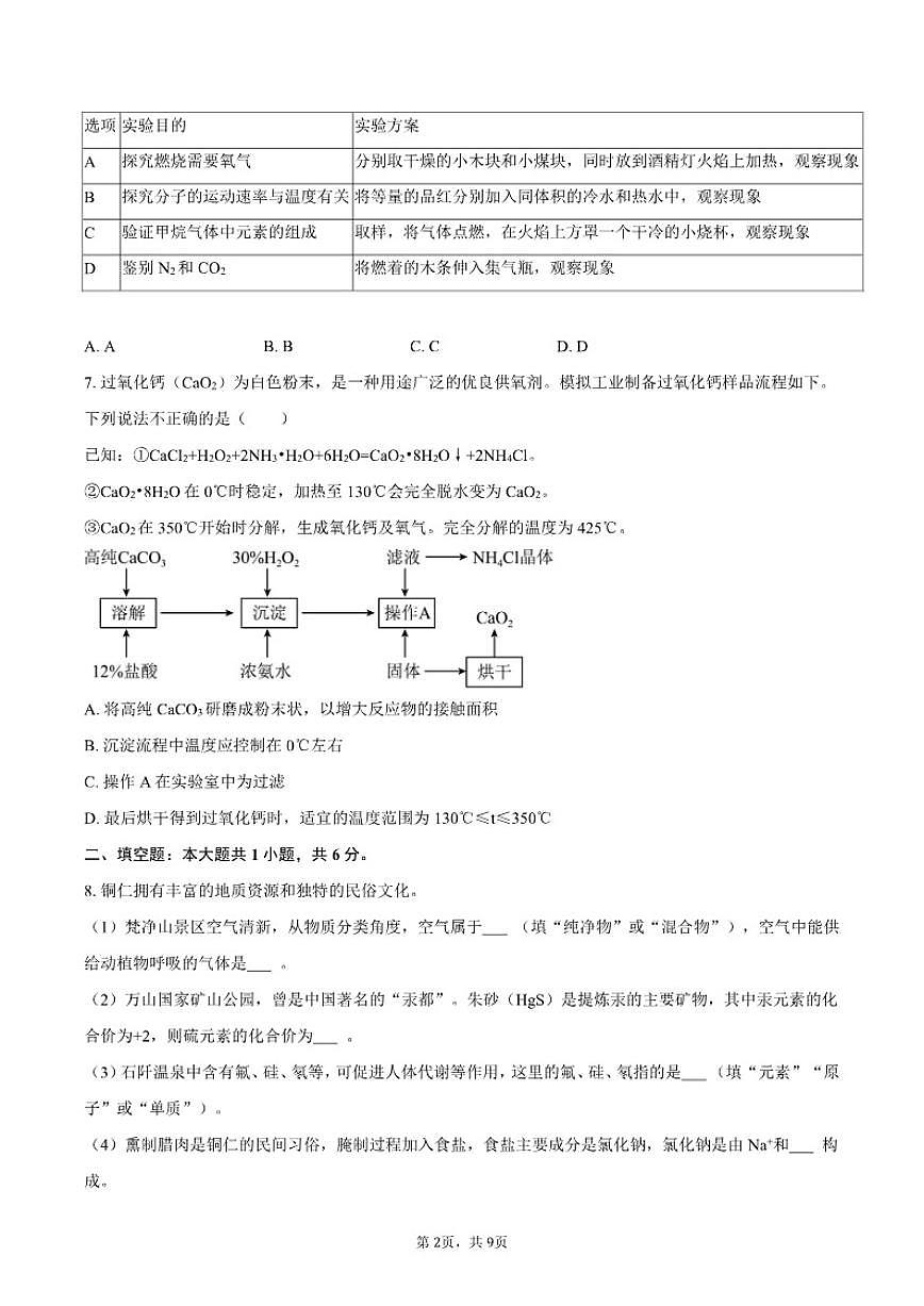 2025-2026学年贵州省铜仁市九年级（上）期末化学_(含答案_)试卷第2页