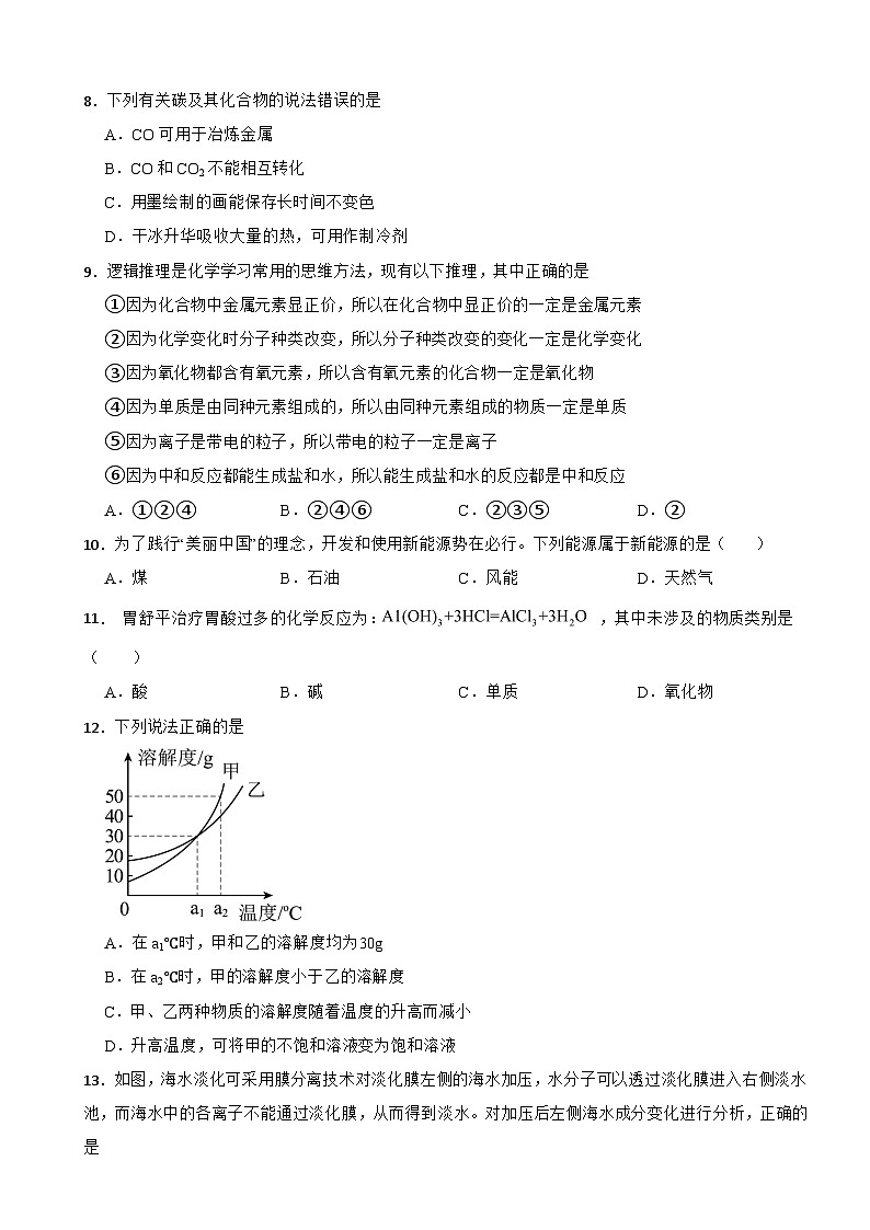 湖南省娄底市涟源市2026年中考一模化学试题附答案第2页
