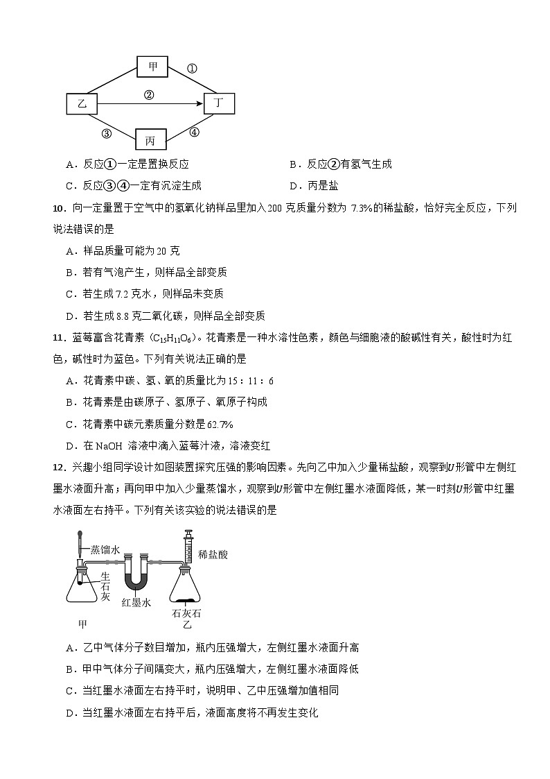 九年级化学下册 第八章 酸、碱、盐及其应用 单元测试卷（一）沪教版（含解析）第3页