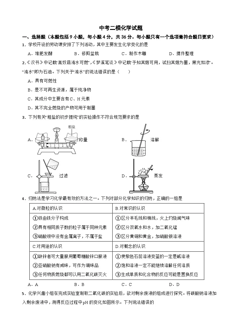 四川省绵阳市游仙区2026年中考二模化学试题附答案第1页