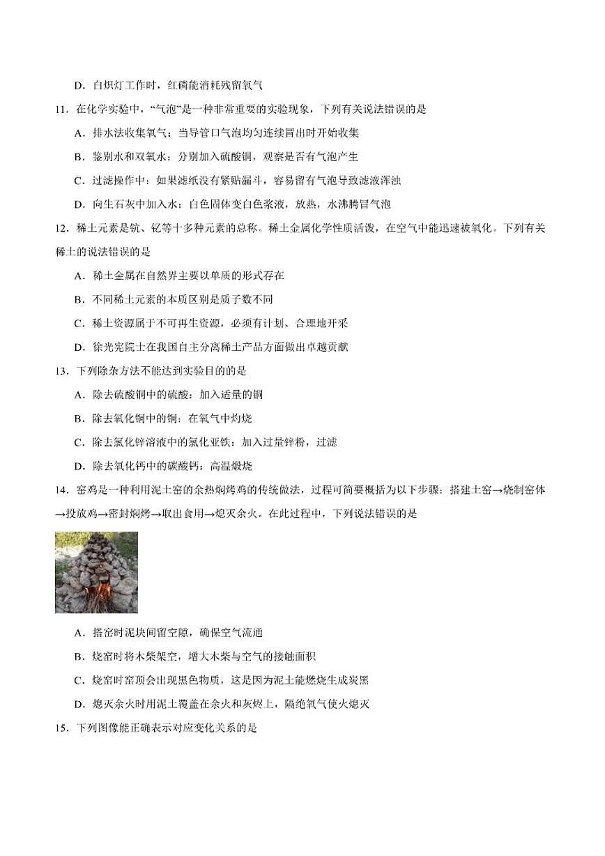 2025-2026学年重庆市南开中学校九年级上学期12月月考化学_(含答案_)试卷第3页