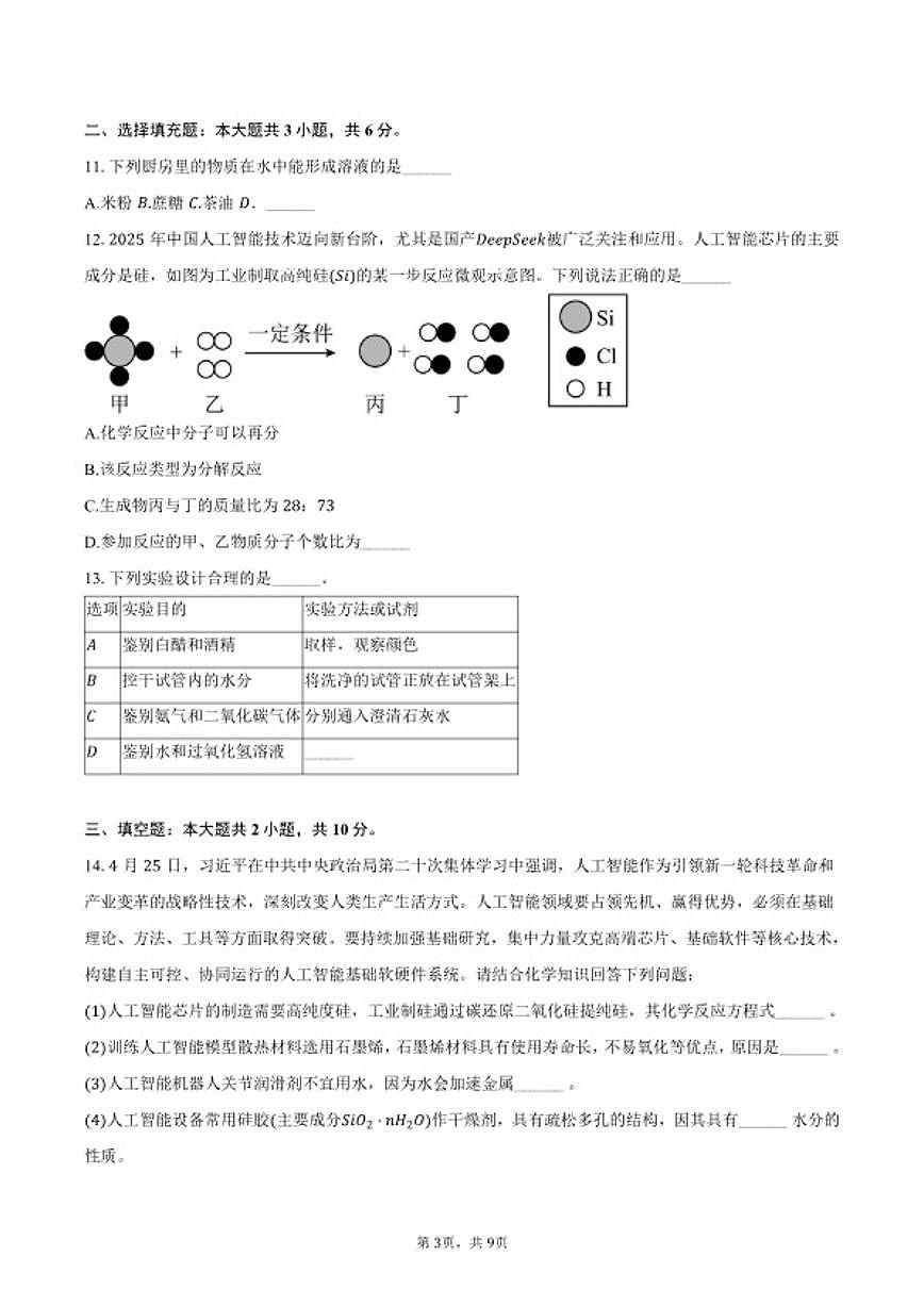 2025-2026学年江西省吉安市遂川县九年级（上）期末化学试卷（含答案）第3页