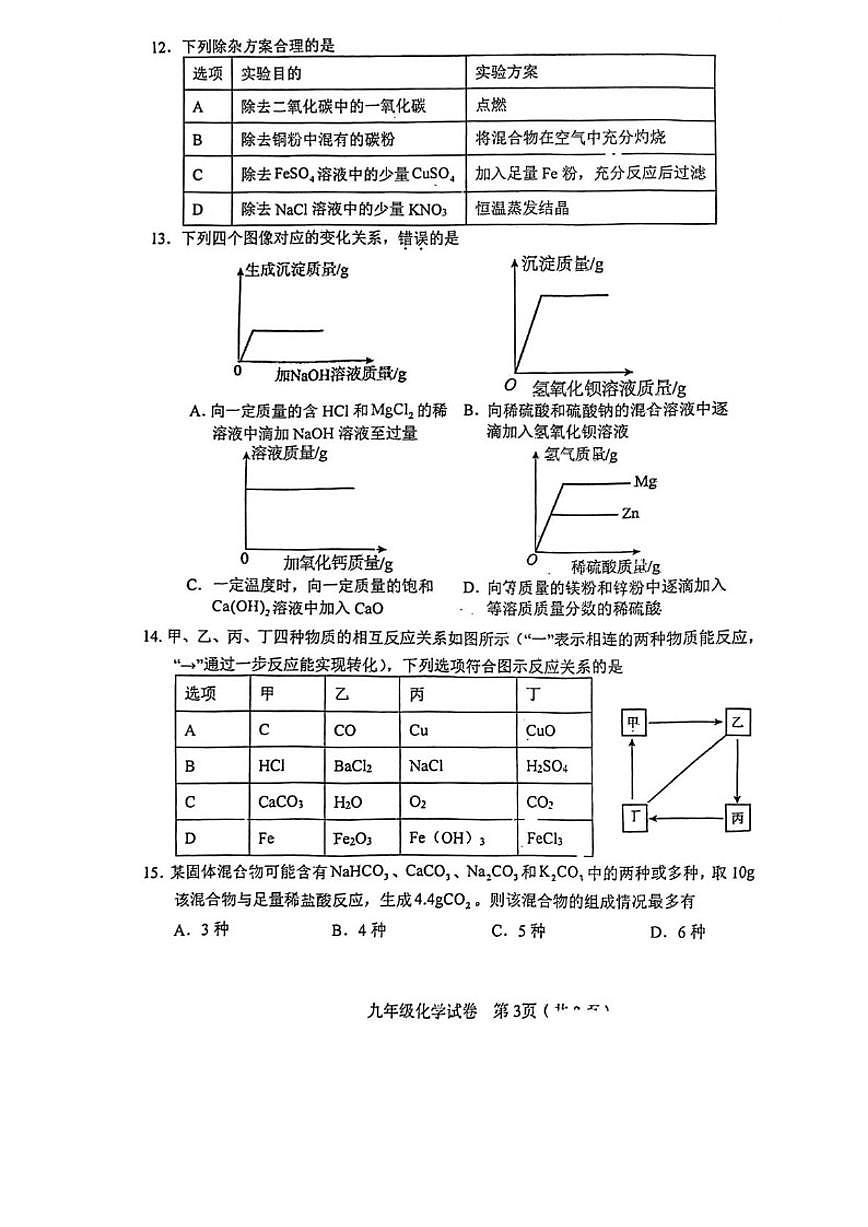 天津市和平区2025~2026学年九年级上学期1月期末考试化学试卷（含答案）第3页
