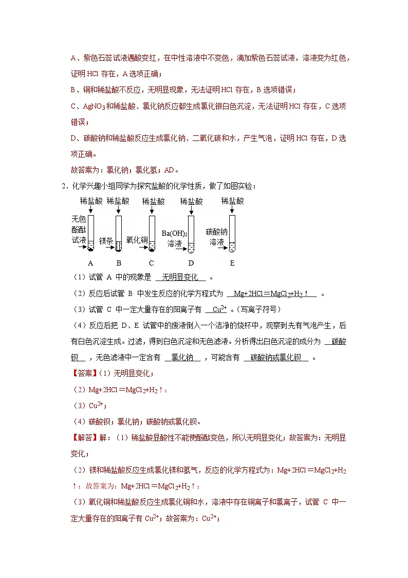 学生实验7 常见酸、碱的化学性质 2025-2026学年鲁教版2024初中化学九年级下册同步复习讲义（解析版）第3页