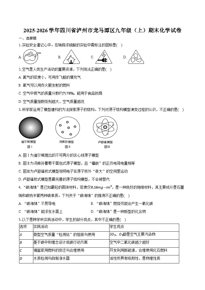 2025-2026学年四川省泸州市龙马潭区九年级（上）期末化学试卷（含答案）第1页