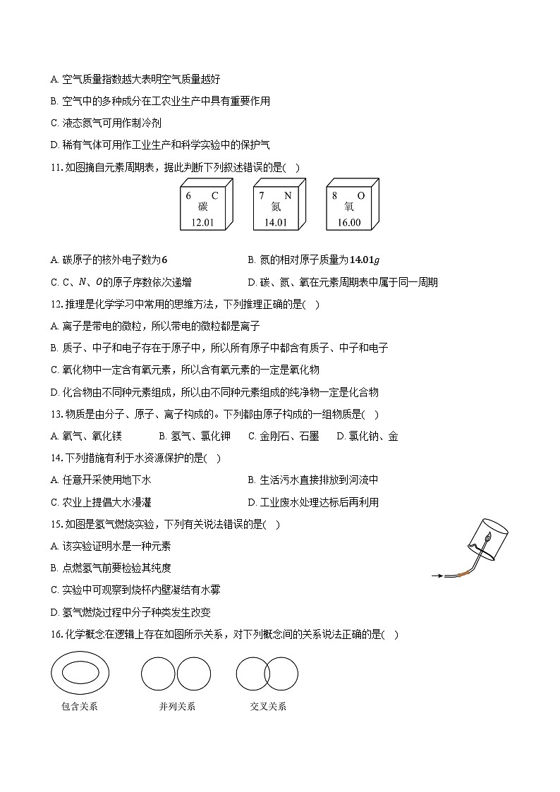 2025-2026学年山东省泰安市岱岳区八年级（上）期末化学试卷（含答案）第2页