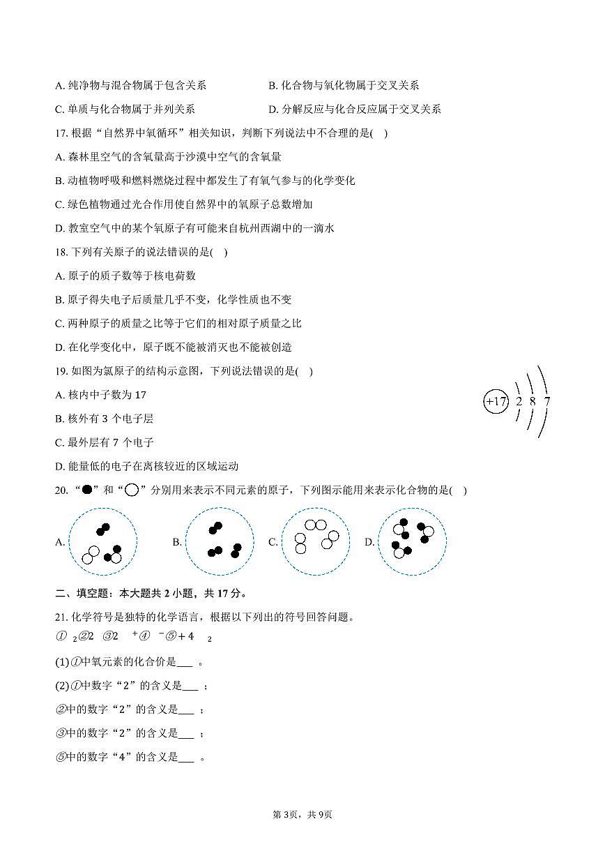 2025-2026学年山东省泰安市岱岳区八年级（上）期末化学试卷（含答案）第3页