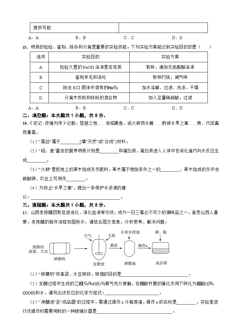 九年级化学下册 第十一单元 化学与社会 单元测试卷（二） 人教版（含解析）第3页