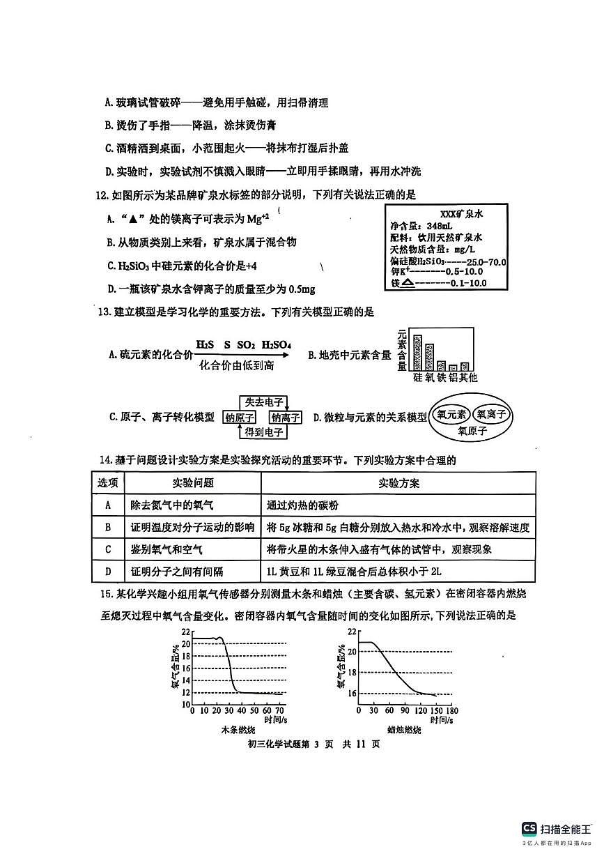 山东烟台市福山区2025-2026学年九年级上学期期末考试化学试卷第3页
