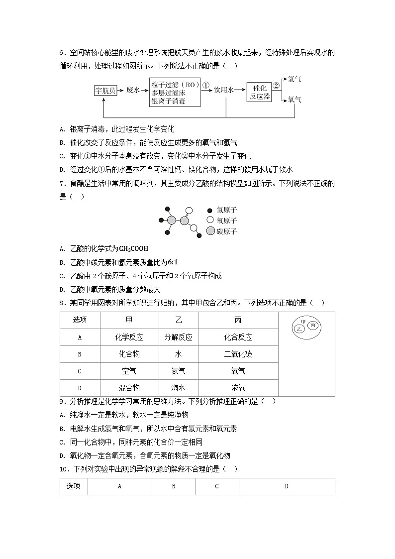 河北省2025九年级化学上册第四单元自然界的水学情评估试卷及答案（人教版）第2页