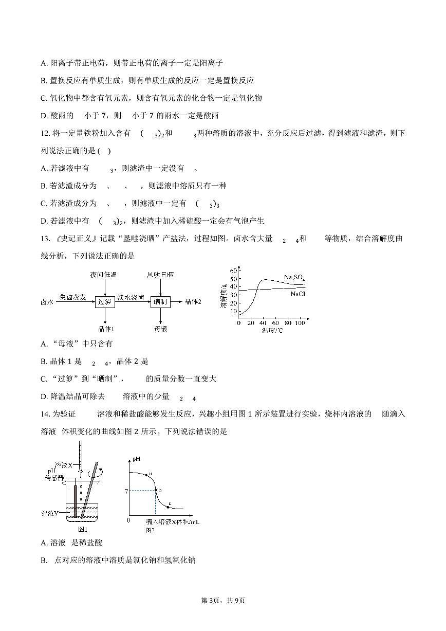 江苏省泰州市兴化市2025-2026学年九年级上学期2月期末考试化学试卷（含答案）第3页