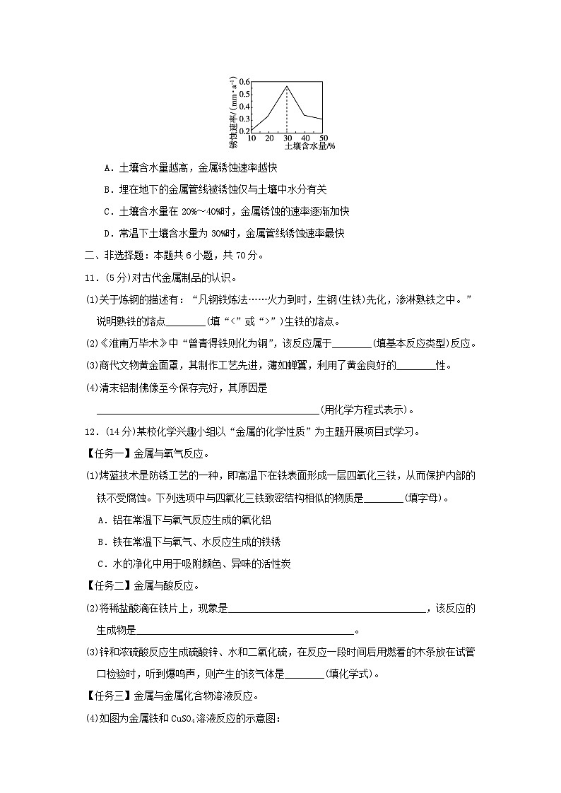 2025九年级化学上册第6章金属资源综合利用学情评估试卷及答案（沪教版）第3页