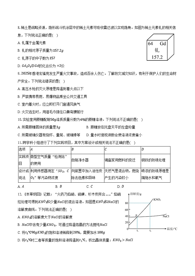 2025-2026学年河南省驻马店二中九年级（上）期末化学试卷（含答案）第2页