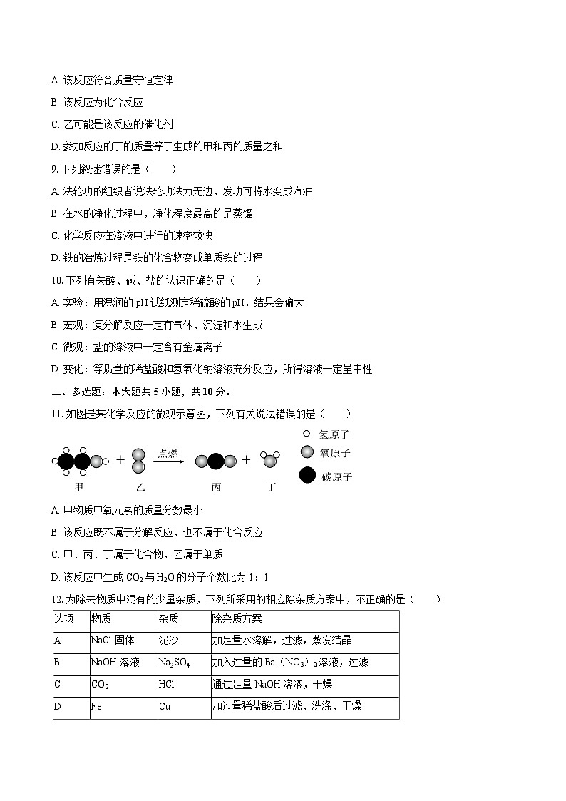 2025-2026学年山东师大二附中九年级（下）月考化学试卷-自定义类型第3页