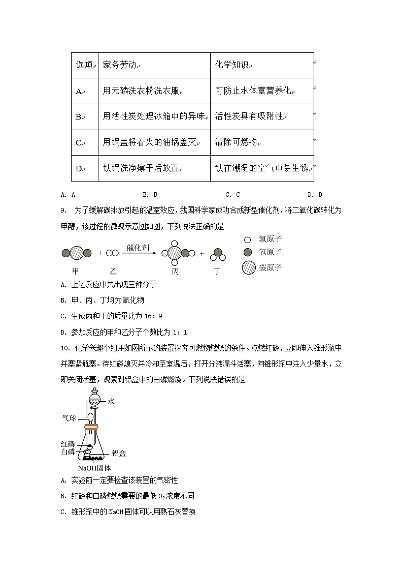 2025年安徽省合肥市化学中考模拟试卷含答案第3页