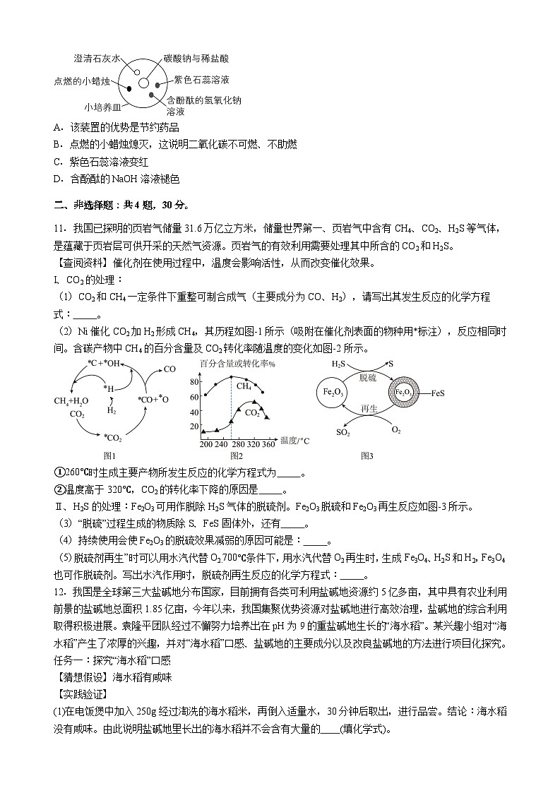 2025年广东省深圳市龙岗区化学中考模拟试卷含答案（一）第3页