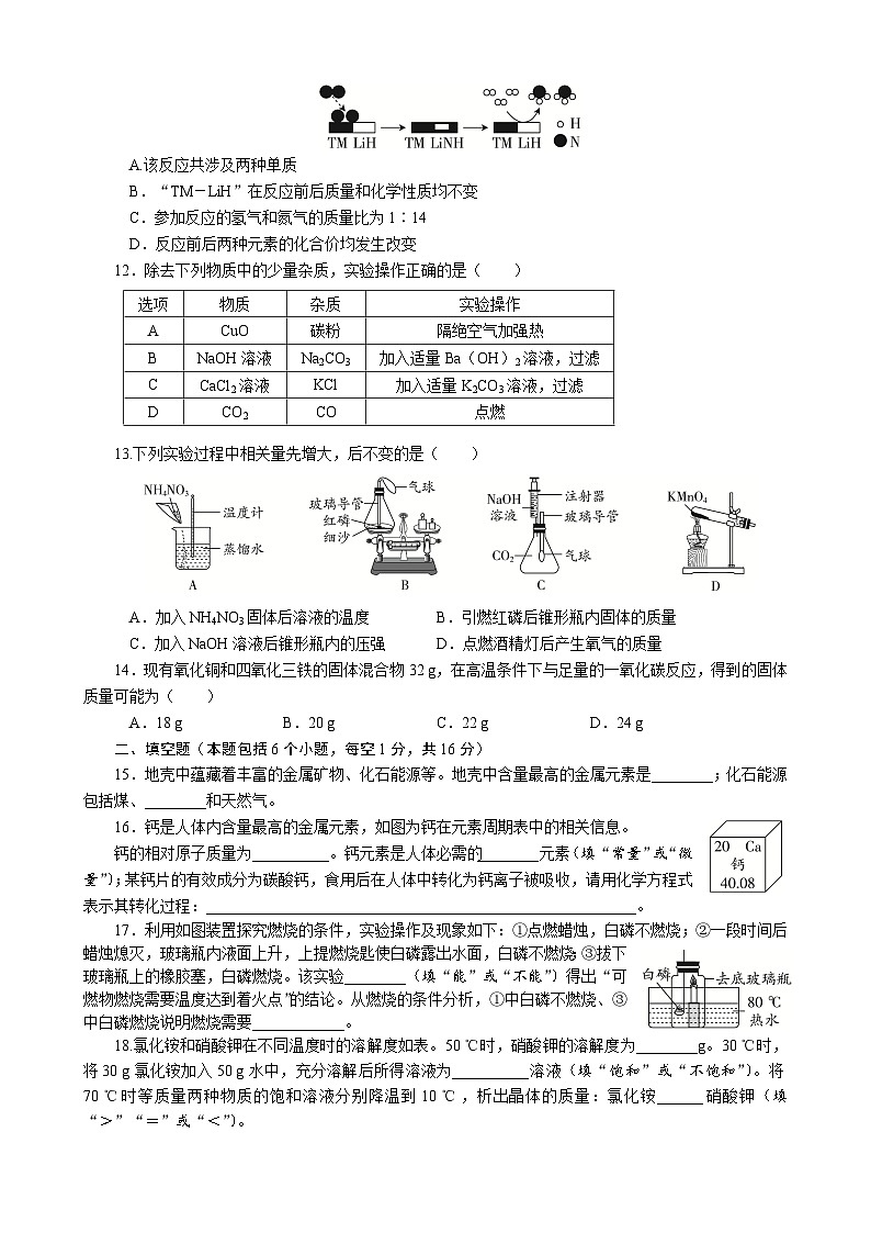 2026年河南省初中学业水平考试化学模拟试卷（四）含答案第2页