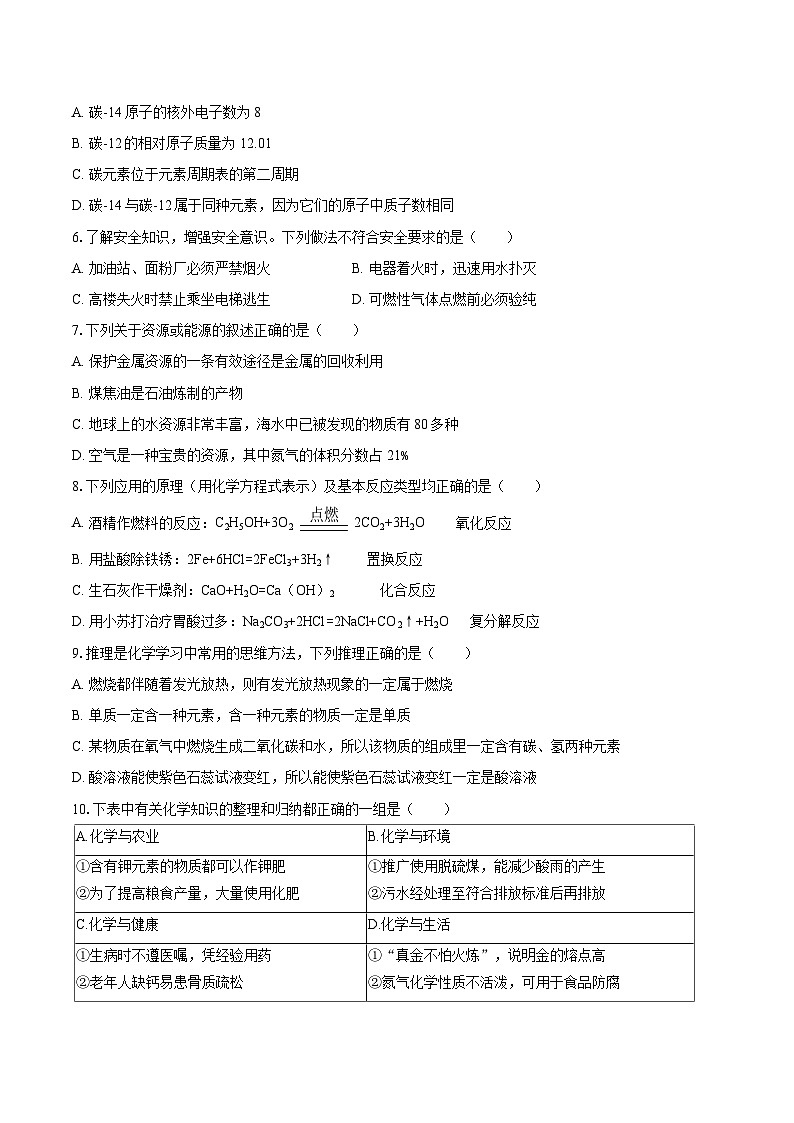 2025-2026学年黑龙江省哈尔滨市德强中学九年级（下）开学化学试卷-自定义类型第3页