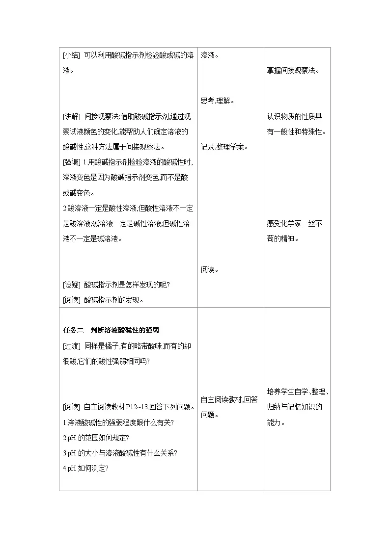 鲁教版九年级化学下册第七单元认识酸和碱第三节溶液的酸碱性教案第3页
