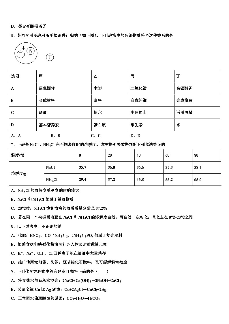 2025-2026学年揭阳市中考五模化学试题（含答案解析）第2页