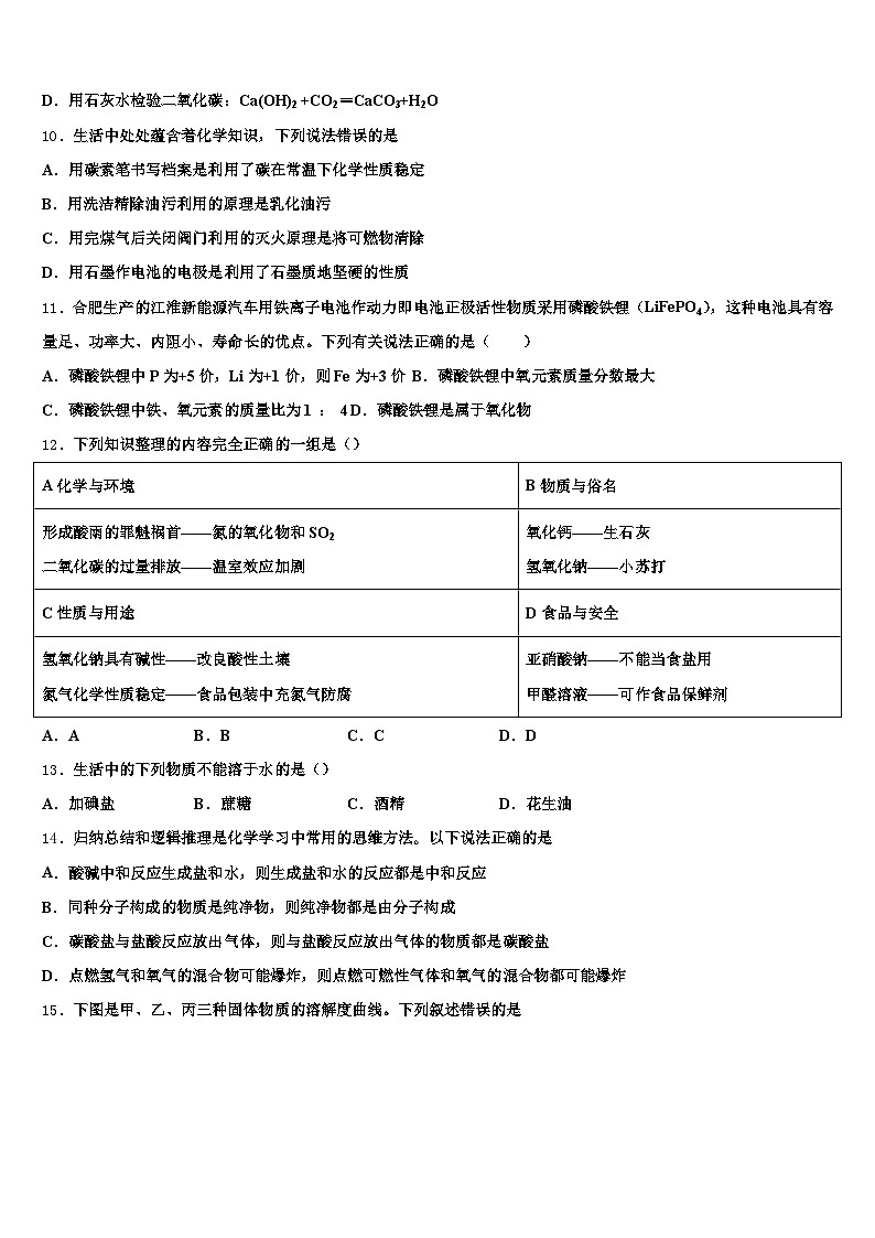 2025-2026学年揭阳市中考五模化学试题（含答案解析）第3页