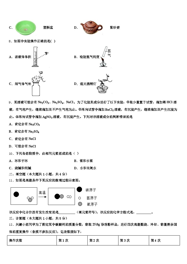 四川省2025-2026学年中考冲刺卷化学试题（含答案解析）第3页