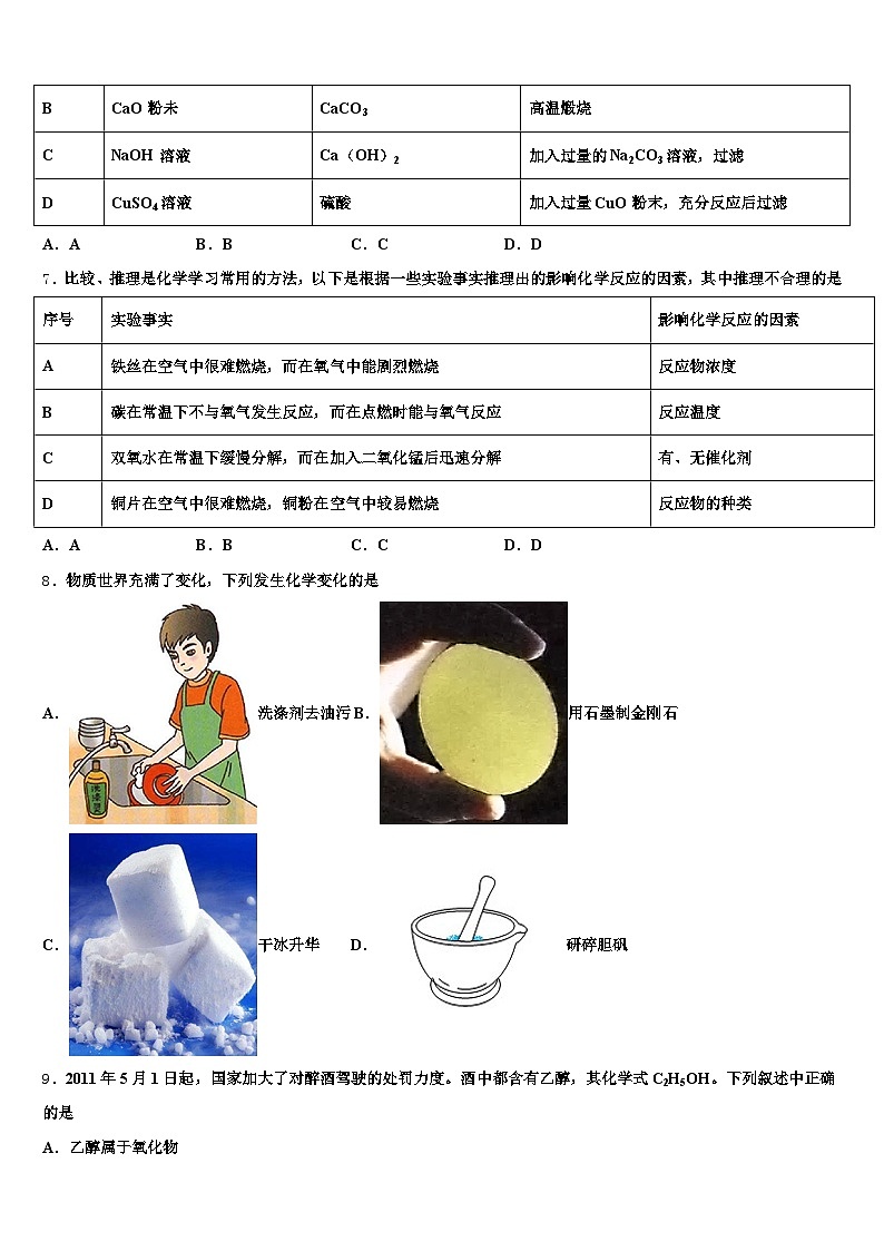2026年张家界市中考化学对点突破模拟试卷（含答案解析）第2页