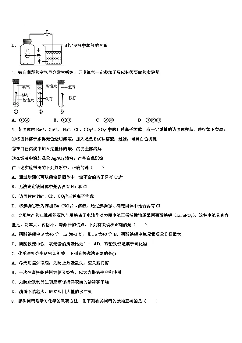 三沙市2026年中考化学适应性模拟试题（含答案解析）第2页