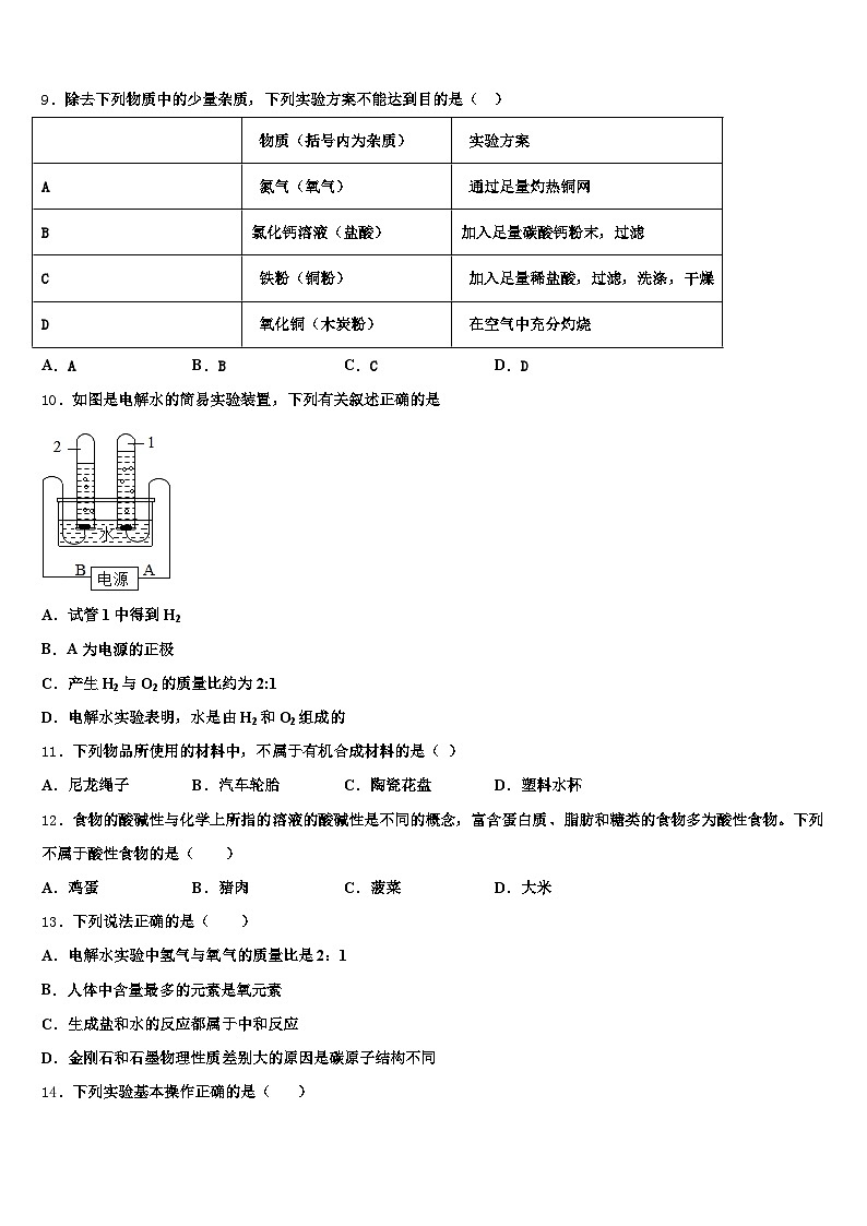 湘潭市2026年中考化学全真模拟试卷（含答案解析）第3页