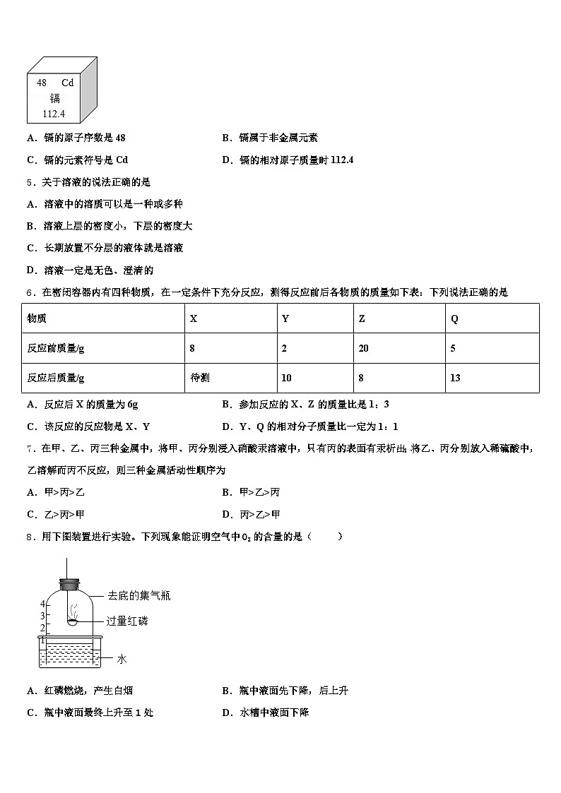广西壮族自治区河池市2025-2026学年中考三模化学试题（含答案解析）第2页
