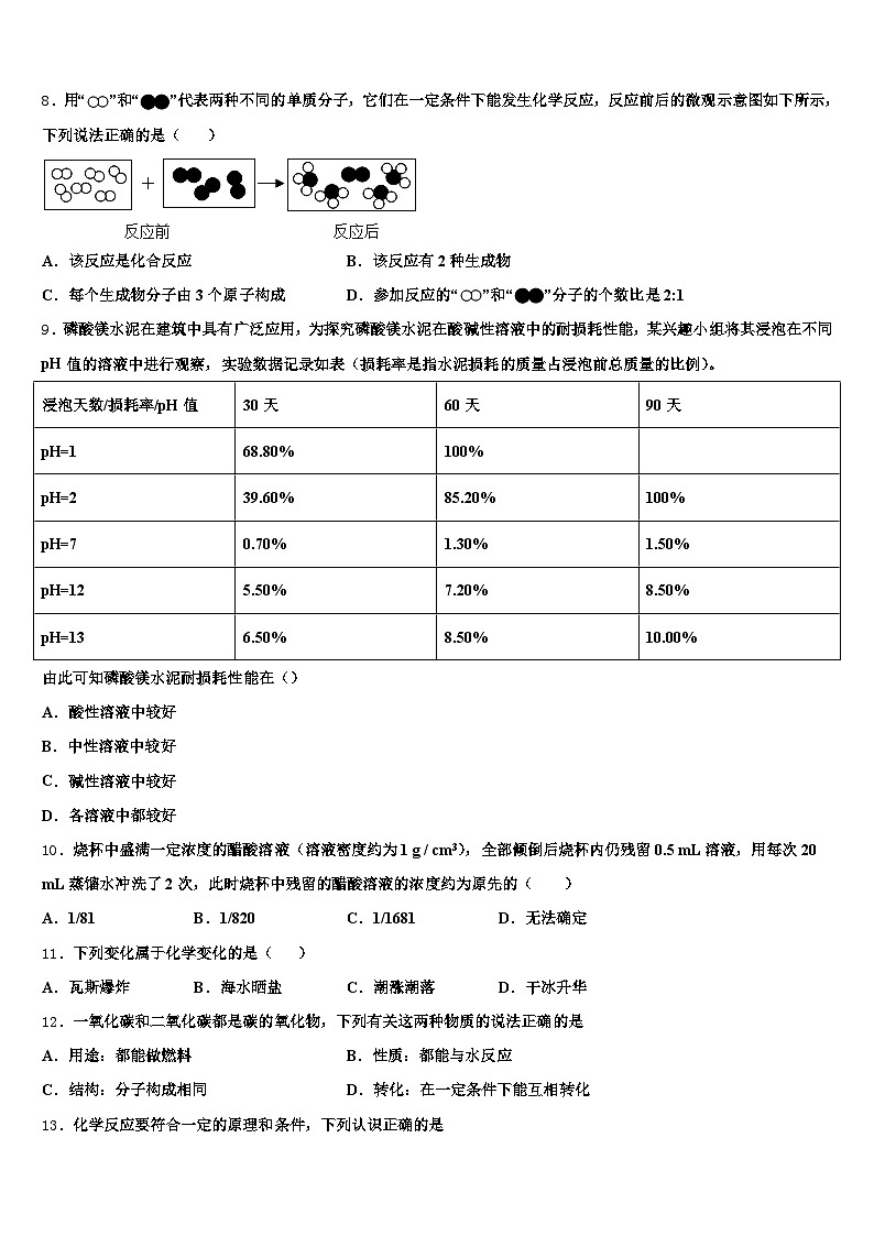 安徽省马鞍山市2026年中考化学考试模拟冲刺卷（含答案解析）第3页