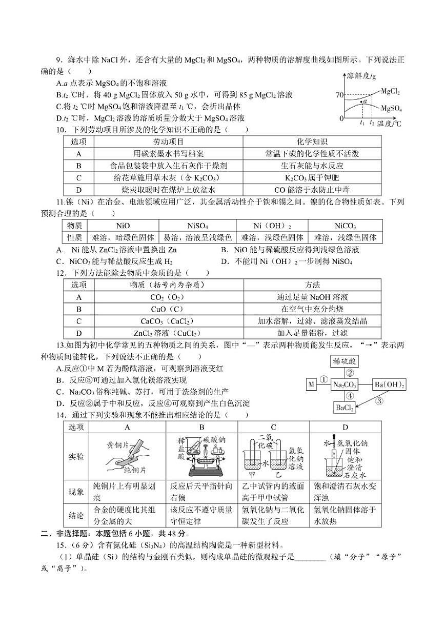2026年广东省广州市初中学业水平考试化学模拟（五）试卷（含答案）第2页