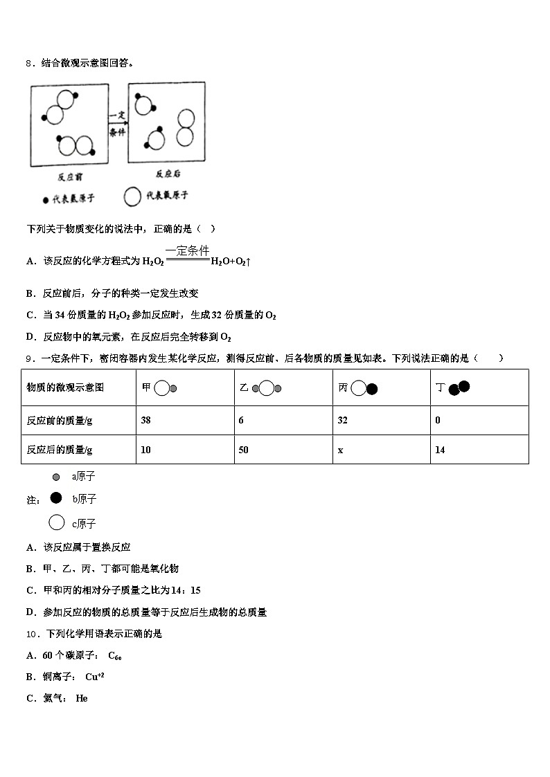 甘肃省张掖市2025-2026学年中考化学猜题卷（含答案解析）第3页