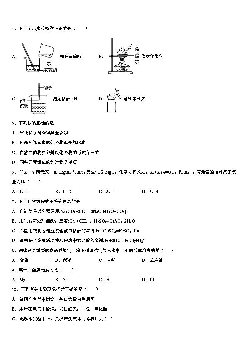 吉林市2025-2026学年中考化学五模试卷（含答案解析）第2页