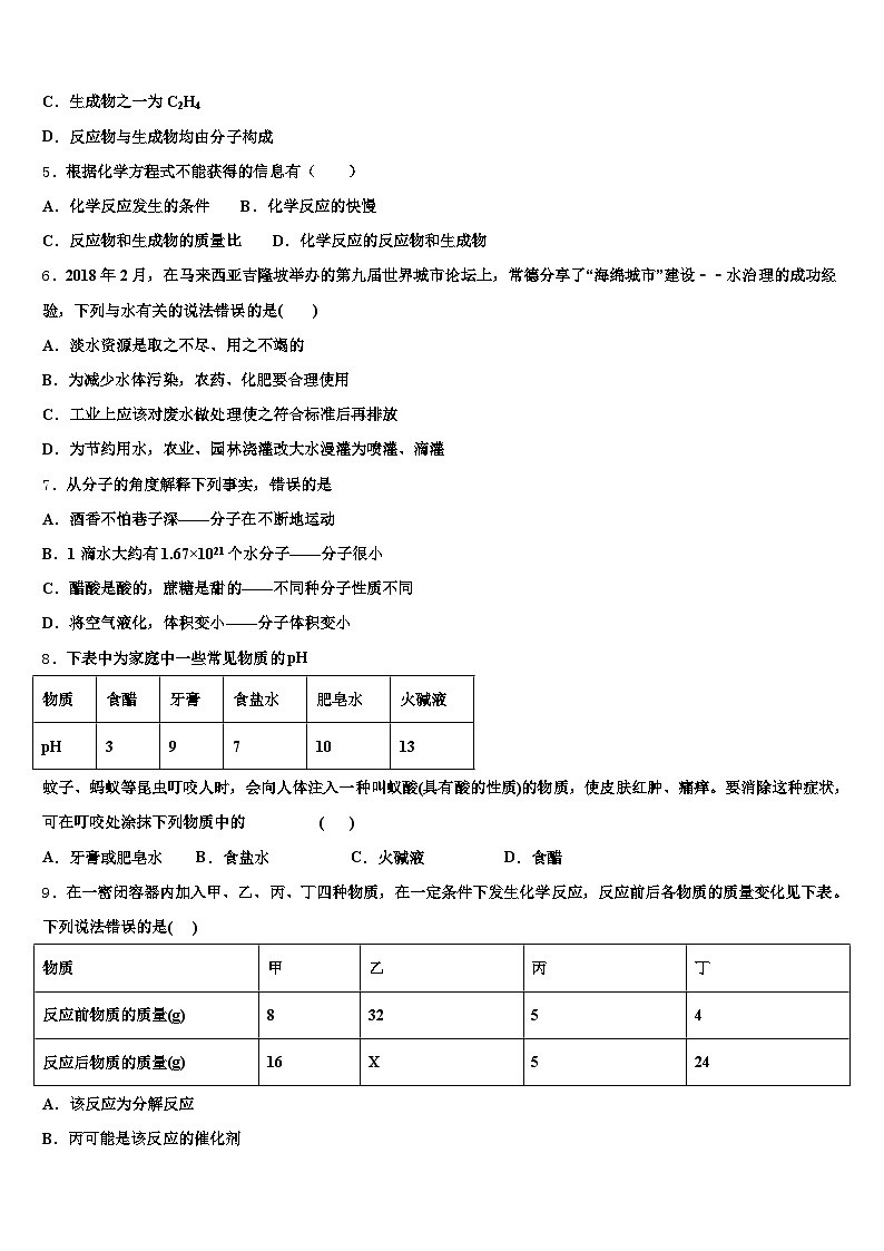 贵州省六盘水市2025-2026学年中考试题猜想化学试卷（含答案解析）第2页