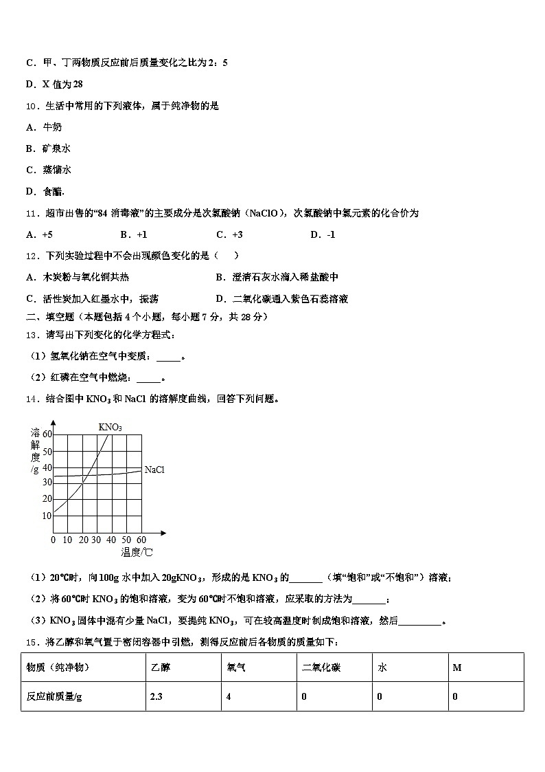 贵州省六盘水市2025-2026学年中考试题猜想化学试卷（含答案解析）第3页