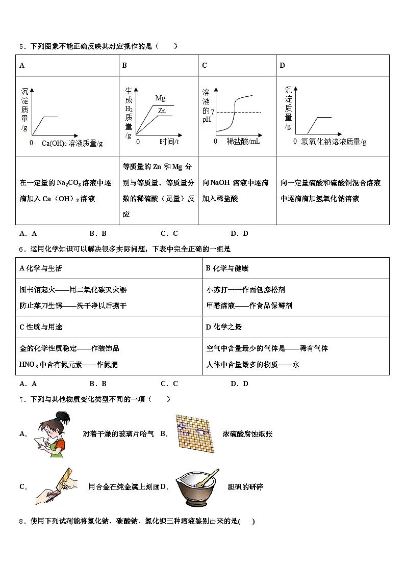 2025-2026学年温州市中考一模化学试题（含答案解析）第2页