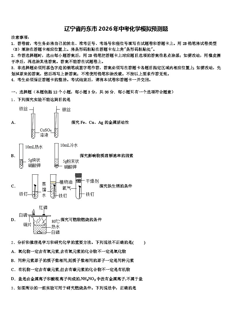 辽宁省丹东市2026年中考化学模拟预测题（含答案解析）第1页