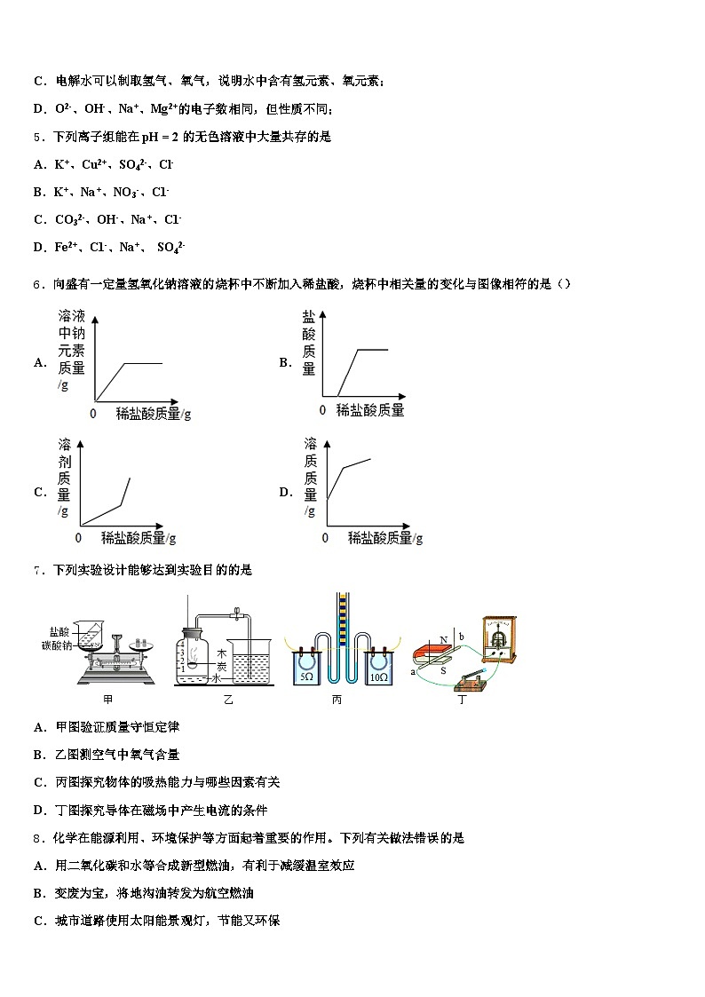 白山市2026年初中化学毕业考试模拟冲刺卷（含答案解析）第2页