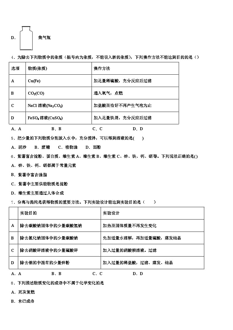 廊坊市2026年初中化学毕业考试模拟冲刺卷（含答案解析）第2页