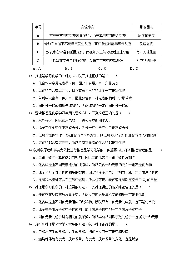 中考化学一轮复习专项巩固练习 逻辑推理分析问题汇总（四十七）（含答案解析）第3页